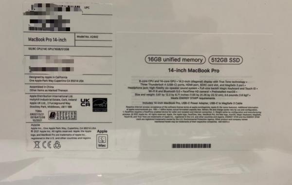 Macbook Pro 14.0” M1  512GB SSD  16Gb Ram cor Grey  ( selado )