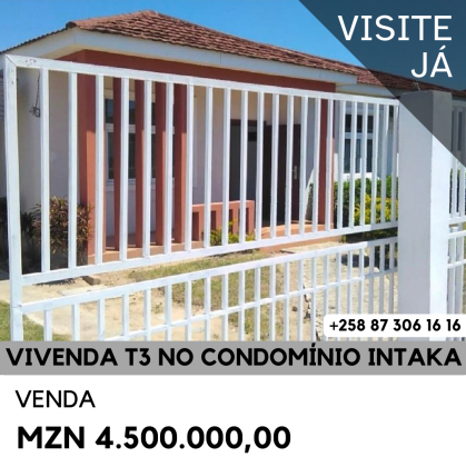 T3 Vivenda no condomínio Intaka na FASE 1 - Tipo 3 Moradia ampla, Casa tipo3 segura e grande em condominio