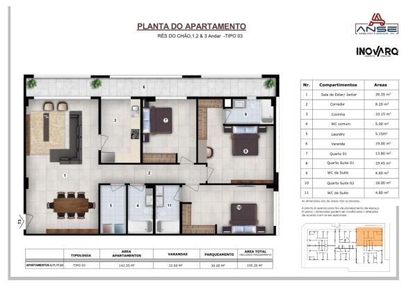 Apartamento T3 no Villa Anturio