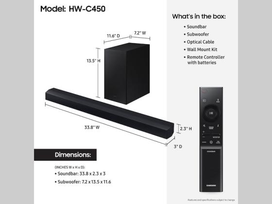Soundbar Samsung Hw-C450 300W  2.1 Channel DTS Virtual ( selado )